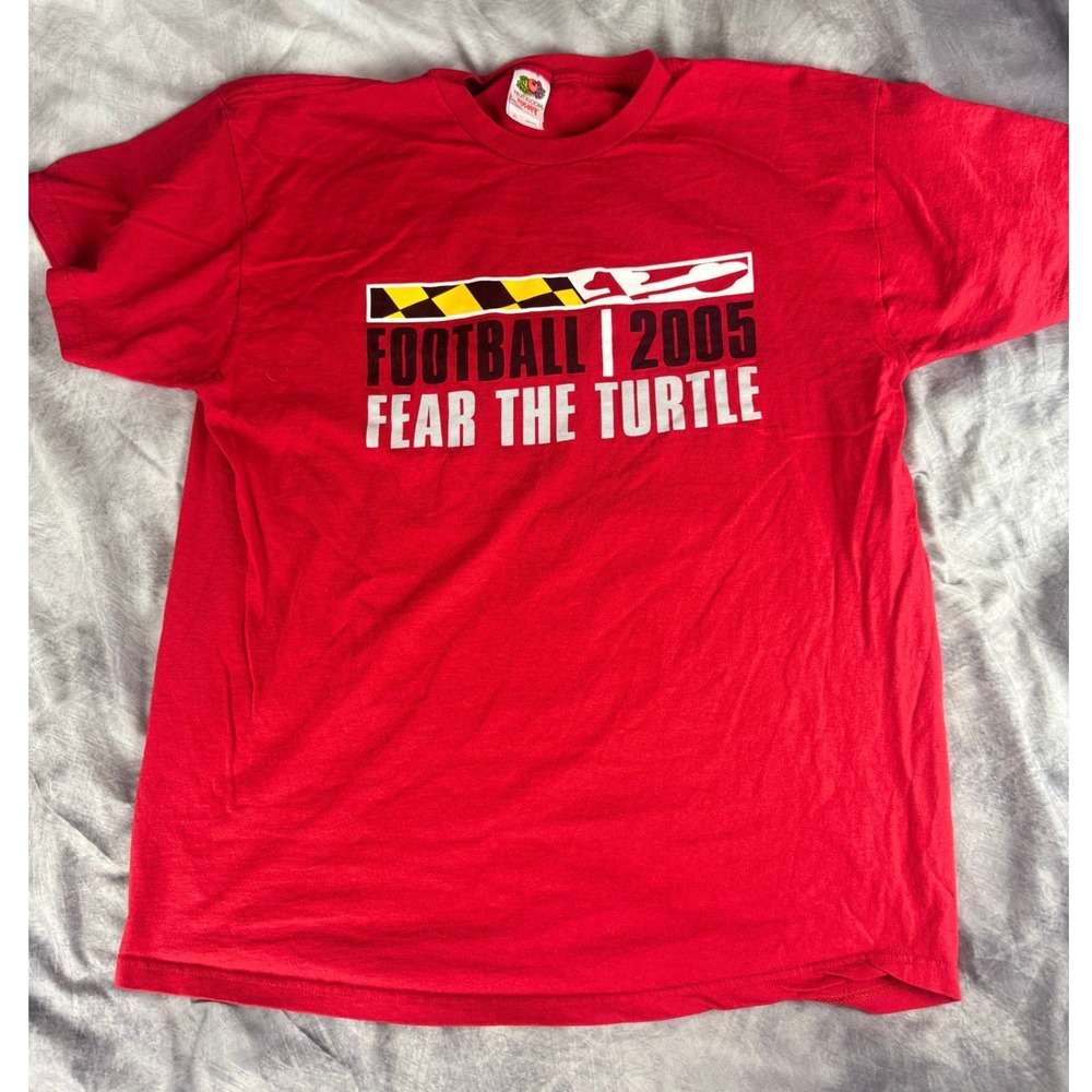 Vintage Maryland Terrapins Shirt 2005 Football Fear The Turtle UMD XL Red FOTL